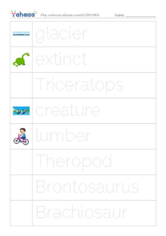 RAZ Vocabulary L: The Tinosaur PDF one column image words