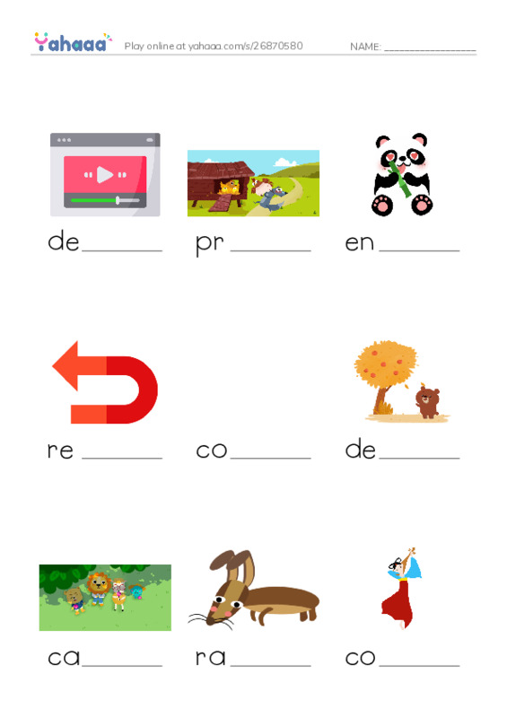 RAZ Vocabulary L: Woods of Wonder PDF worksheet to fill in words gaps