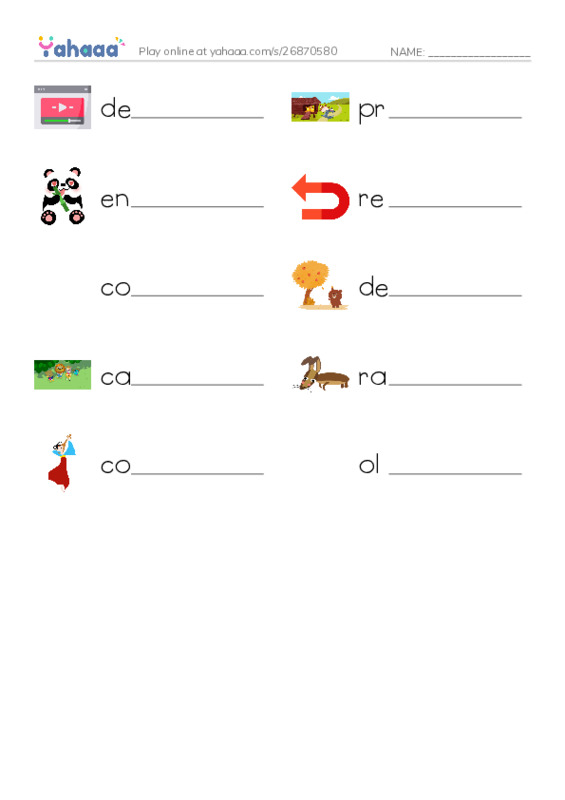 RAZ Vocabulary L: Woods of Wonder PDF worksheet writing row