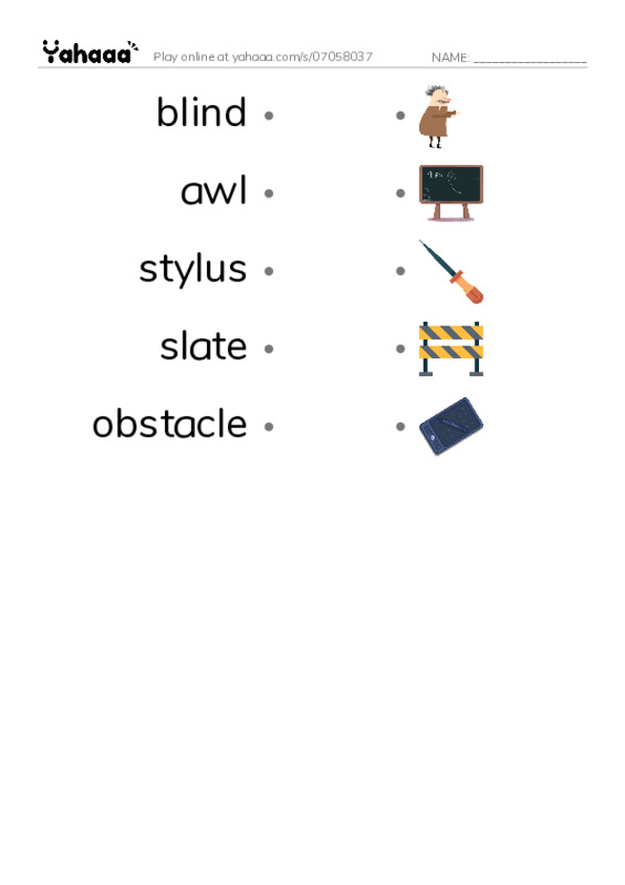 RAZ Vocabulary M: A Man of Vision PDF link match words worksheet