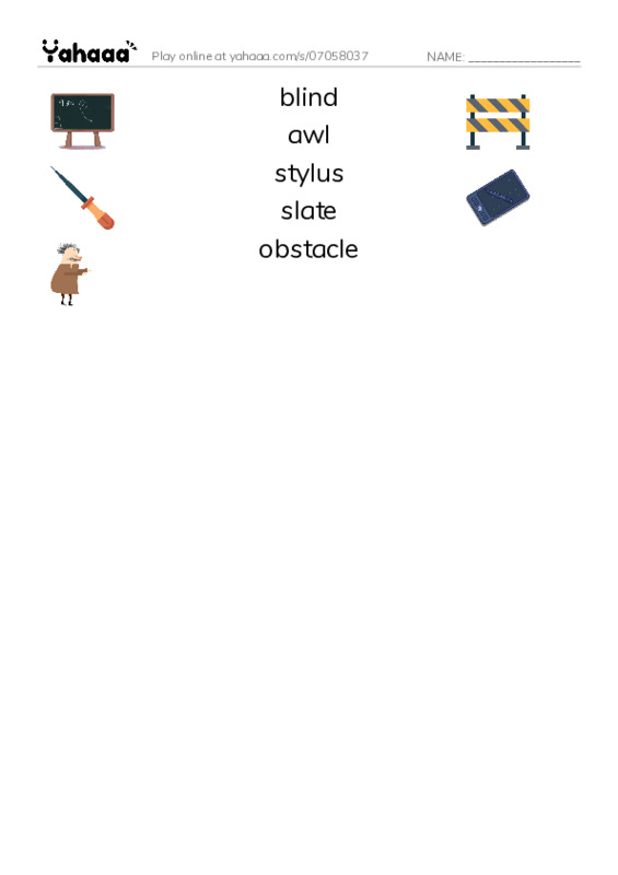 RAZ Vocabulary M: A Man of Vision PDF three columns match words