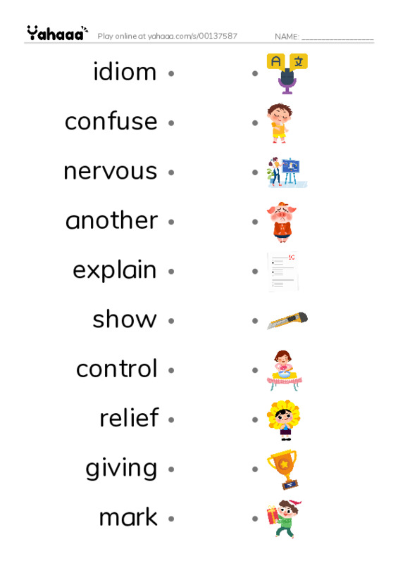 RAZ Vocabulary M: A New Way of Speaking PDF link match words worksheet