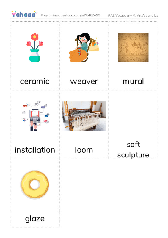 RAZ Vocabulary M: Art Around Us PDF flaschards with images