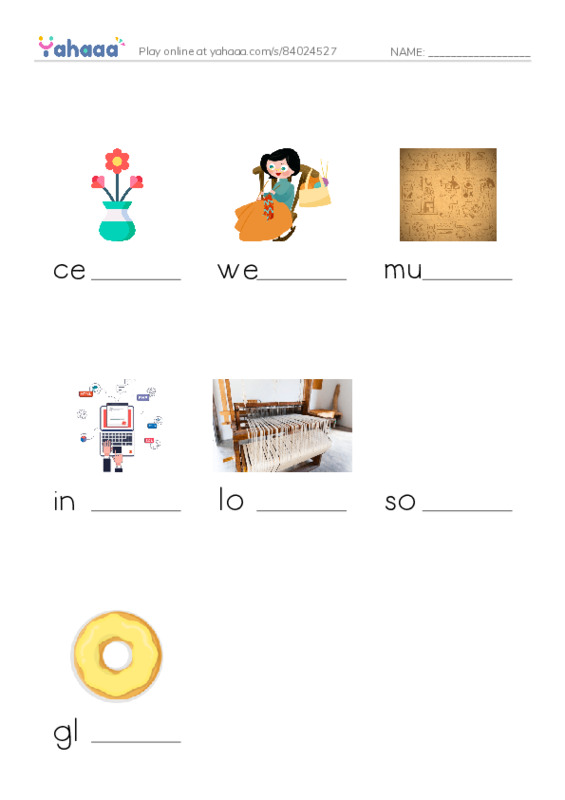 RAZ Vocabulary M: Art Around Us PDF worksheet to fill in words gaps