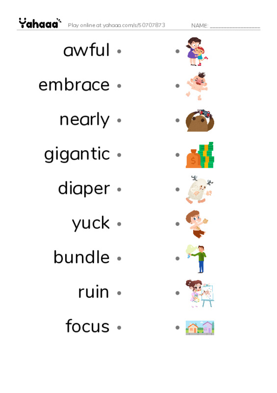 RAZ Vocabulary M: Arthurs Bad News Day PDF link match words worksheet