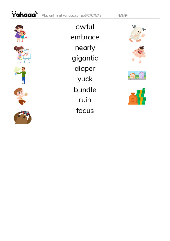 RAZ Vocabulary M: Arthurs Bad News Day PDF three columns match words
