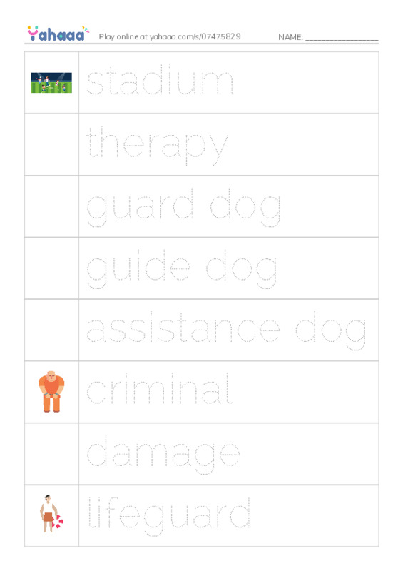 RAZ Vocabulary M: Dogs at Work PDF one column image words