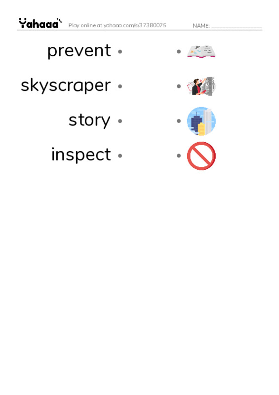 RAZ Vocabulary M: Firefighters PDF link match words worksheet