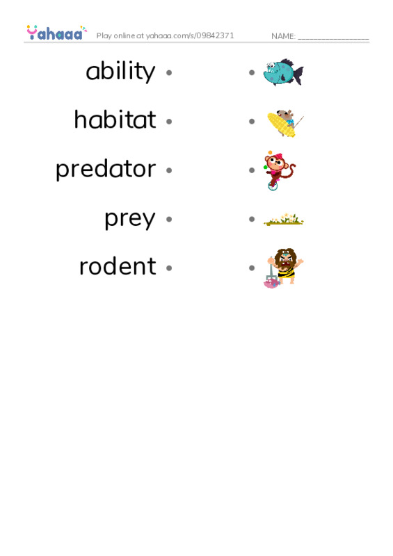 RAZ Vocabulary M: Frogs and Toads PDF link match words worksheet