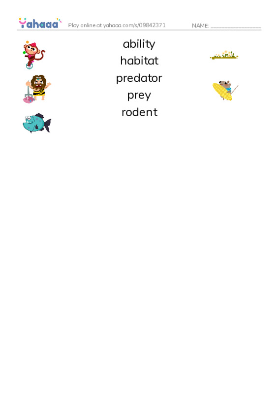 RAZ Vocabulary M: Frogs and Toads PDF three columns match words