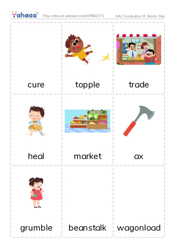 RAZ Vocabulary M: Giants Tale PDF flaschards with images