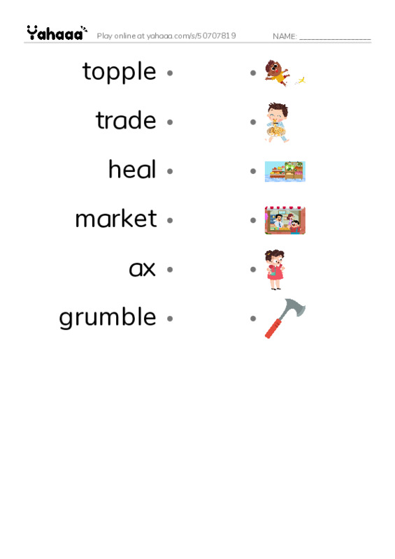 RAZ Vocabulary M: Giants Tale PDF link match words worksheet