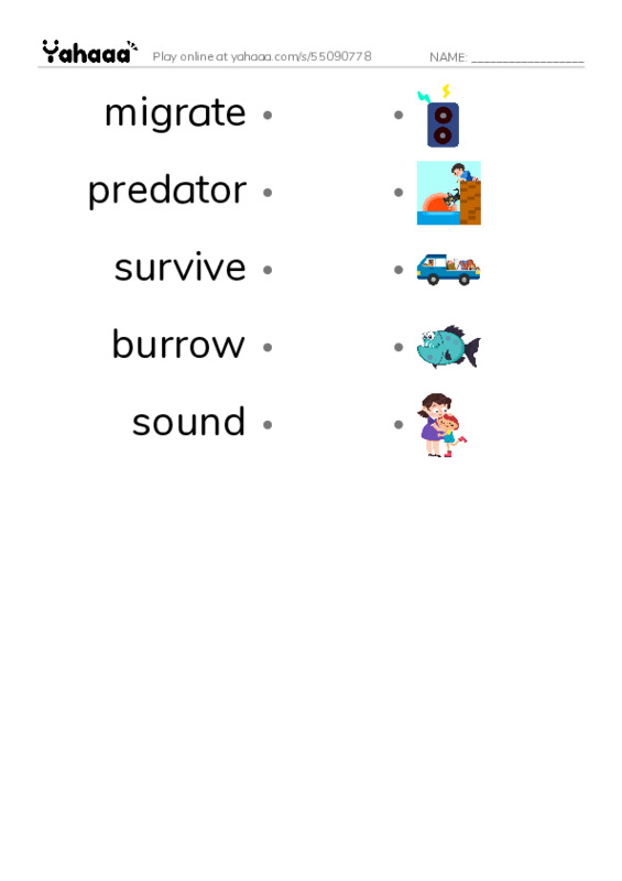 RAZ Vocabulary M: Hibernation PDF link match words worksheet