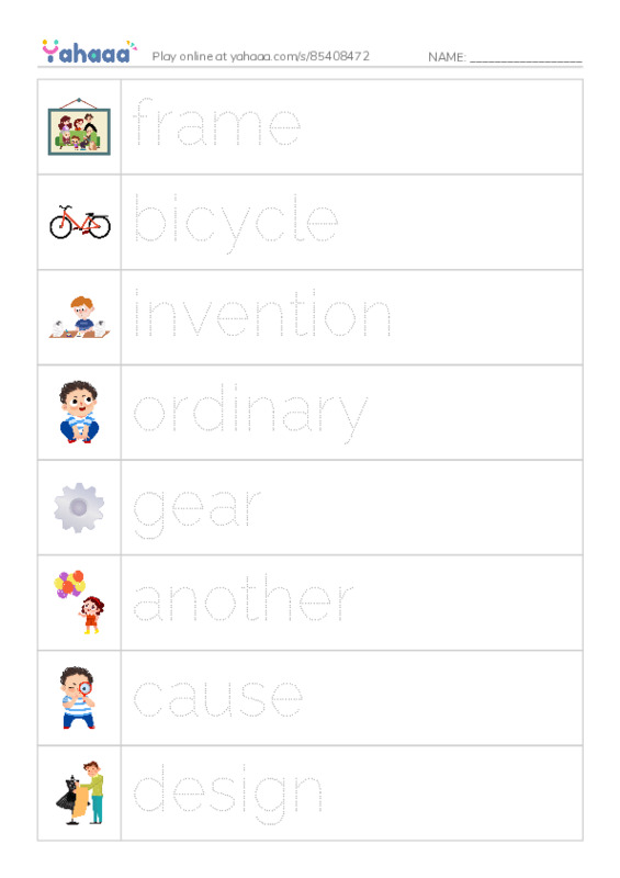 RAZ Vocabulary M: History of the Bicycle PDF one column image words