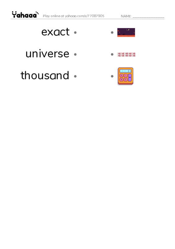 RAZ Vocabulary M: How Much Is a Trillion PDF link match words worksheet