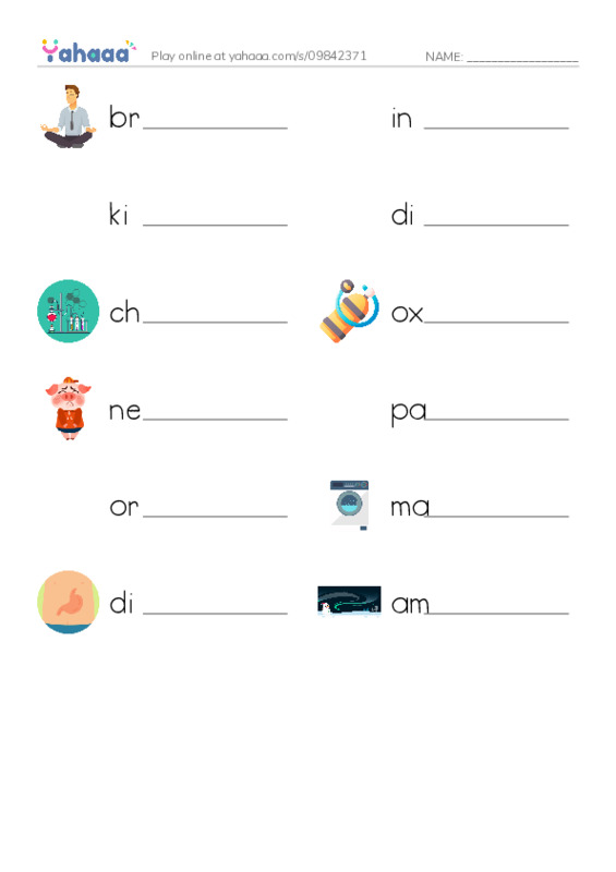 RAZ Vocabulary M: Inside Your Body PDF worksheet writing row