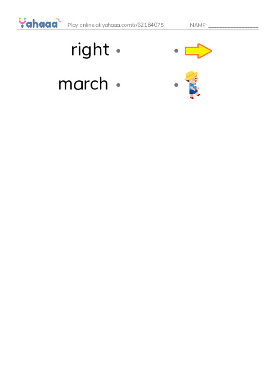 RAZ Vocabulary M: Martin Luther King Jr PDF link match words worksheet