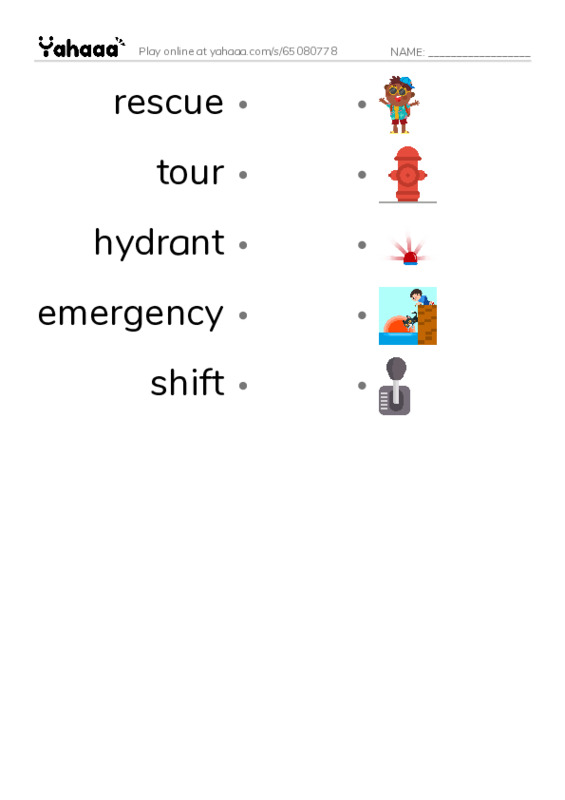 RAZ Vocabulary M: My Uncle Is a Firefighter PDF link match words worksheet