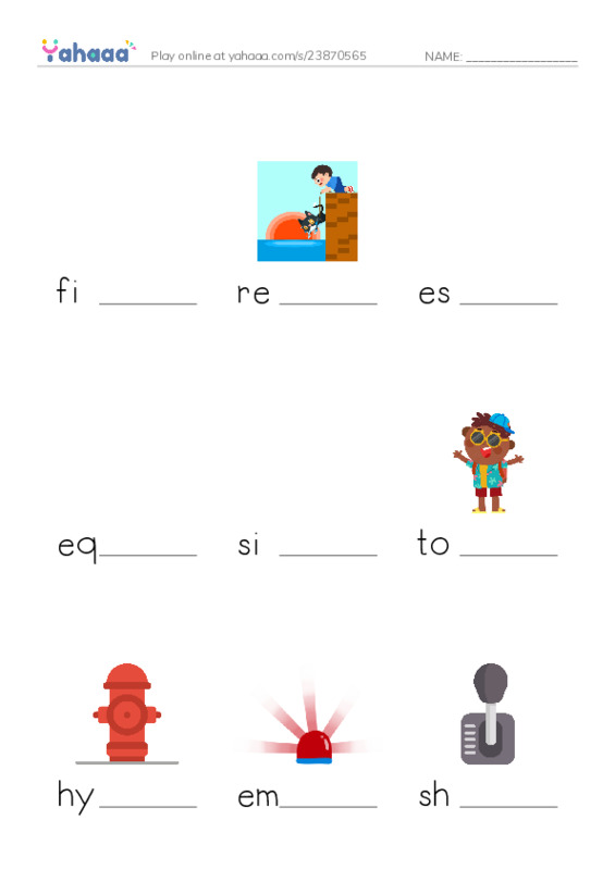 RAZ Vocabulary M: My Uncle Is a Firefighter PDF worksheet to fill in words gaps