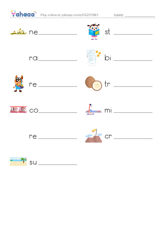 RAZ Vocabulary M: Parrots PDF worksheet writing row