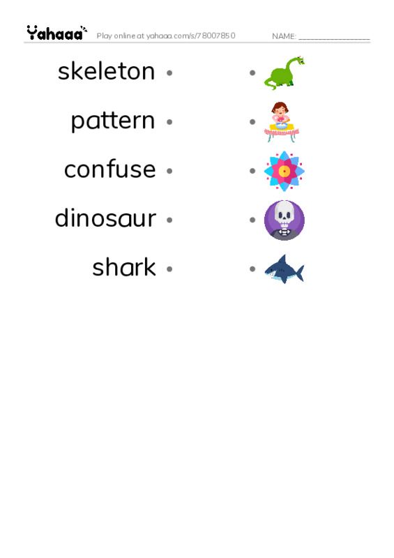 RAZ Vocabulary M: Sharks PDF link match words worksheet