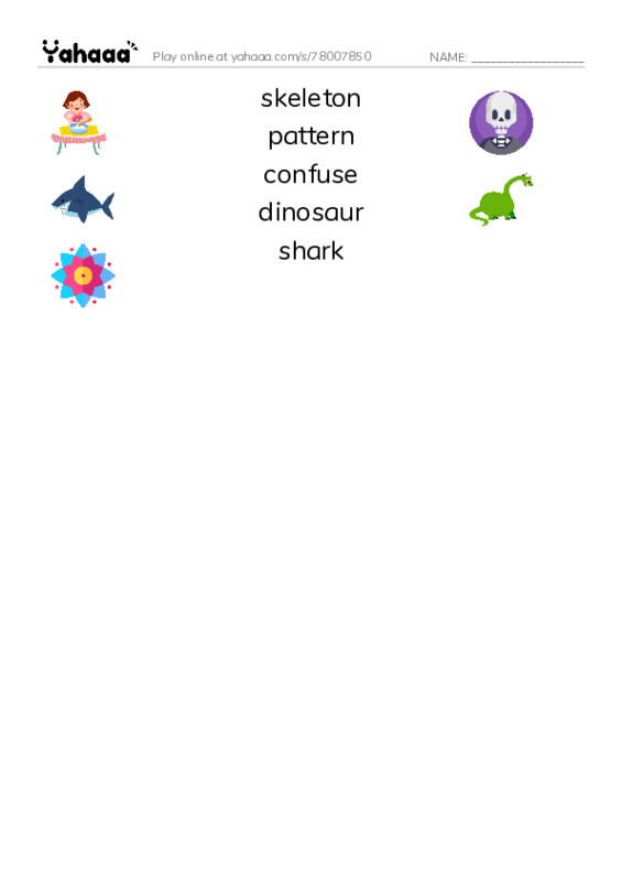 RAZ Vocabulary M: Sharks PDF three columns match words