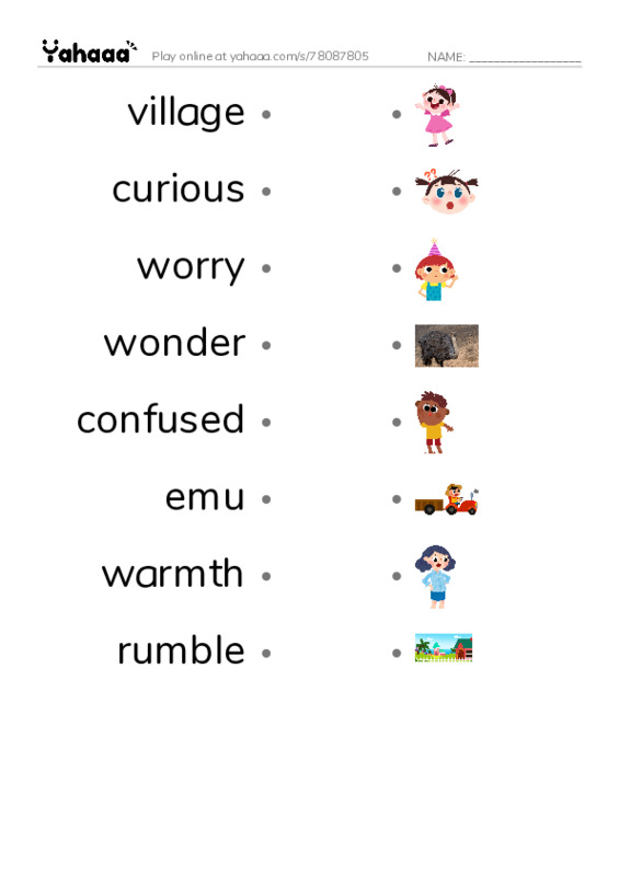 RAZ Vocabulary M: Story of the Sun PDF link match words worksheet