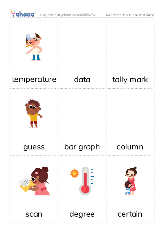 RAZ Vocabulary M: The Best Guess PDF flaschards with images