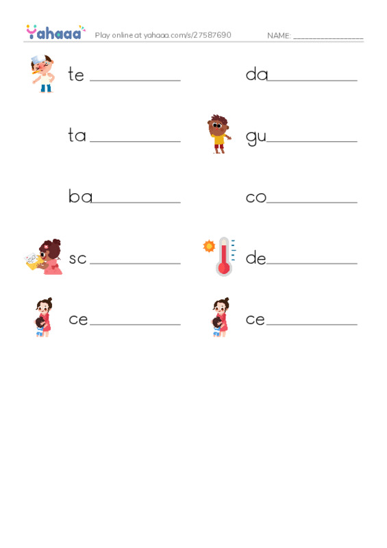 RAZ Vocabulary M: The Best Guess PDF worksheet writing row