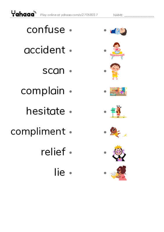 RAZ Vocabulary M: The Sometimes Friend PDF link match words worksheet