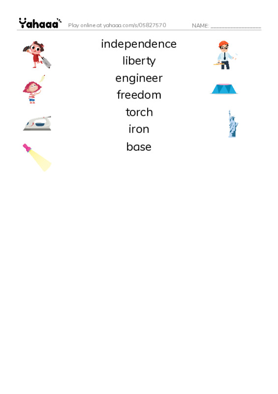 RAZ Vocabulary M: The Story of the Statue PDF three columns match words