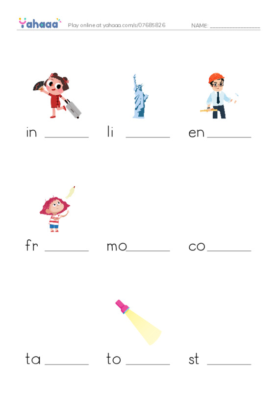 RAZ Vocabulary M: The Story of the Statue PDF worksheet to fill in words gaps