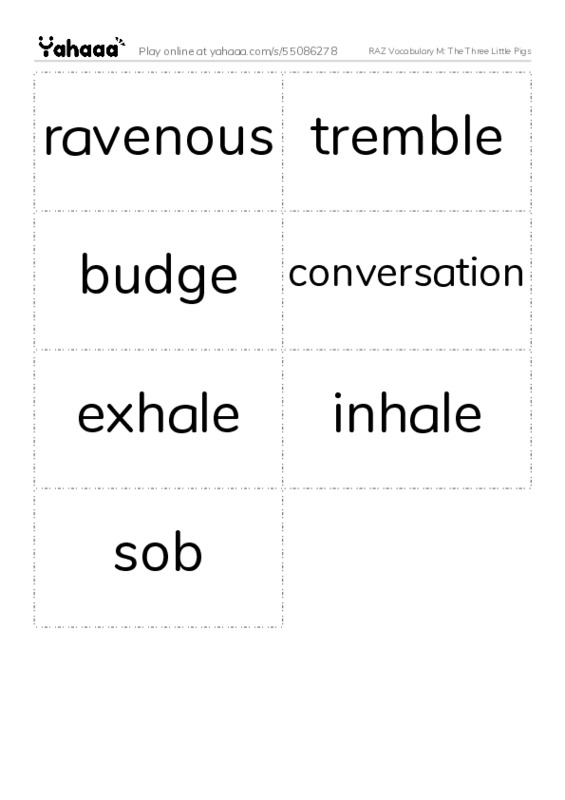 RAZ Vocabulary M: The Three Little Pigs PDF two columns flashcards