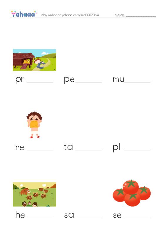 RAZ Vocabulary M: Wild Horses PDF worksheet to fill in words gaps
