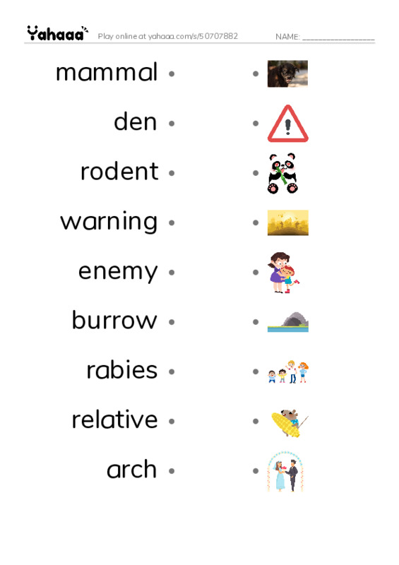RAZ Vocabulary M: You Stink PDF link match words worksheet