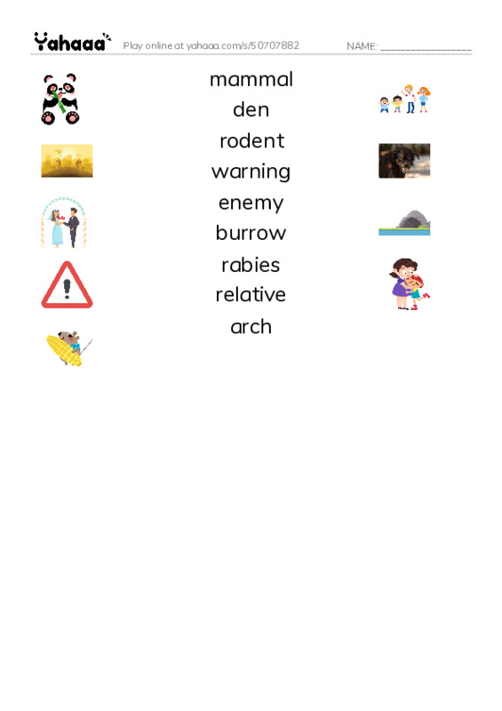 RAZ Vocabulary M: You Stink PDF three columns match words