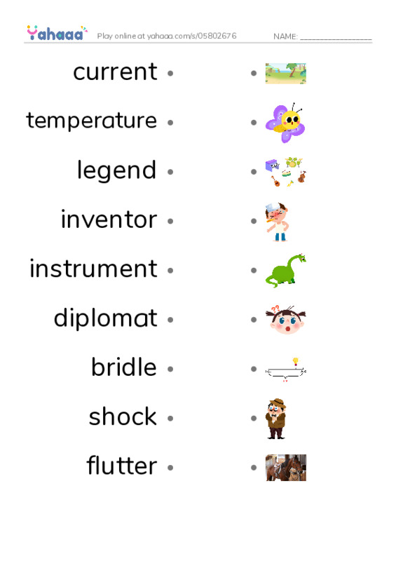 RAZ Vocabulary N: All About Kites PDF link match words worksheet