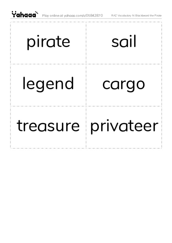 RAZ Vocabulary N: Blackbeard the Pirate PDF two columns flashcards