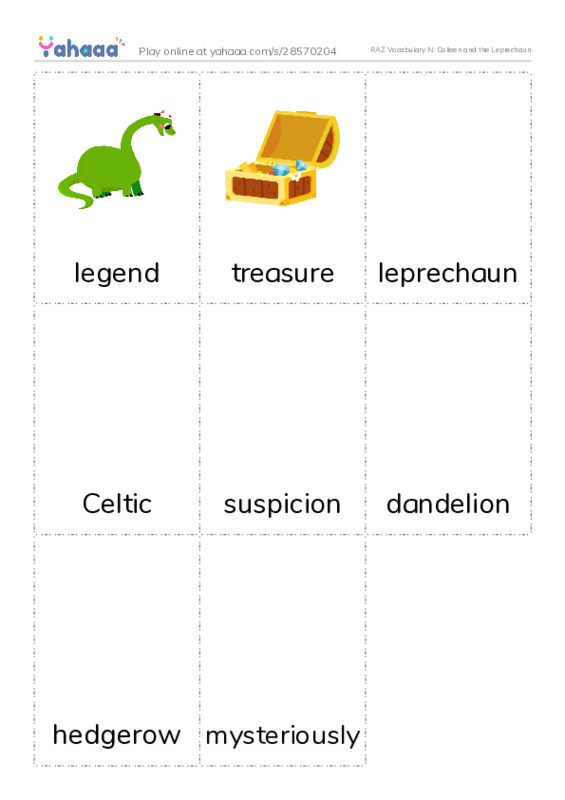 RAZ Vocabulary N: Colleen and the Leprechaun PDF flaschards with images
