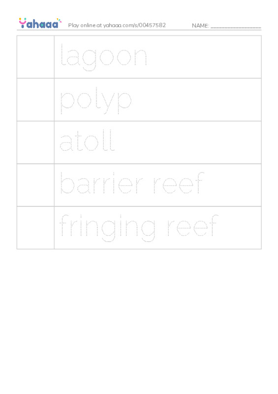 RAZ Vocabulary N: Coral Reefs PDF one column image words