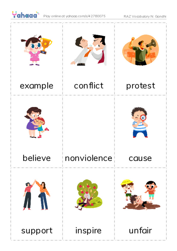 RAZ Vocabulary N: Gandhi PDF flaschards with images
