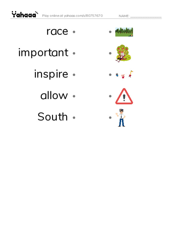 RAZ Vocabulary N: Good for Thurgood PDF link match words worksheet