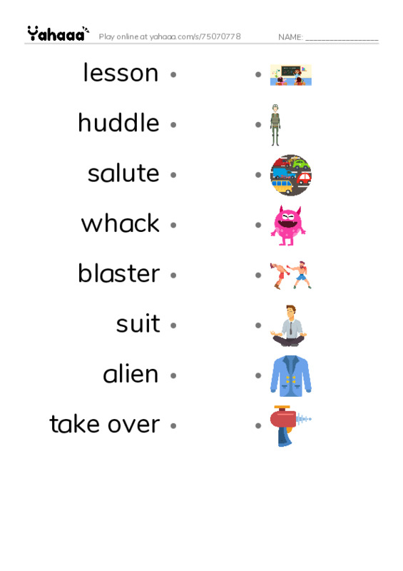 RAZ Vocabulary N: Grounded to Earth PDF link match words worksheet