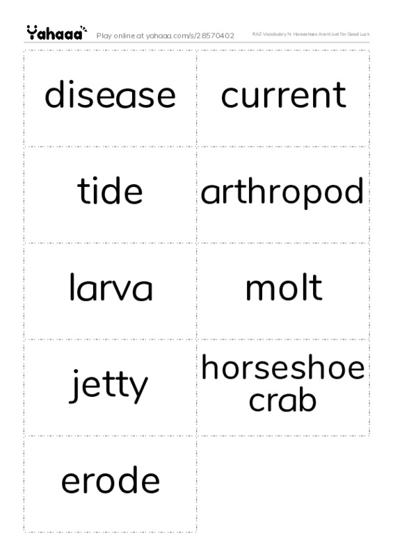 RAZ Vocabulary N: Horseshoes Arent Just for Good Luck PDF two columns flashcards