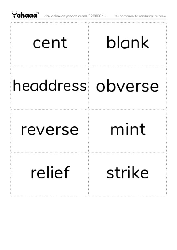 RAZ Vocabulary N: Introducing the Penny PDF two columns flashcards