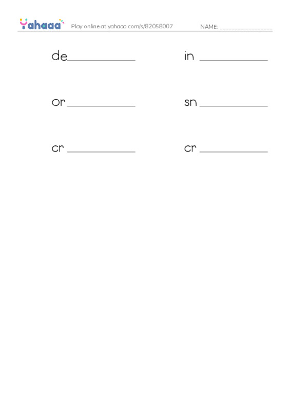 RAZ Vocabulary N: Lets Make Snowflakes PDF worksheet writing row