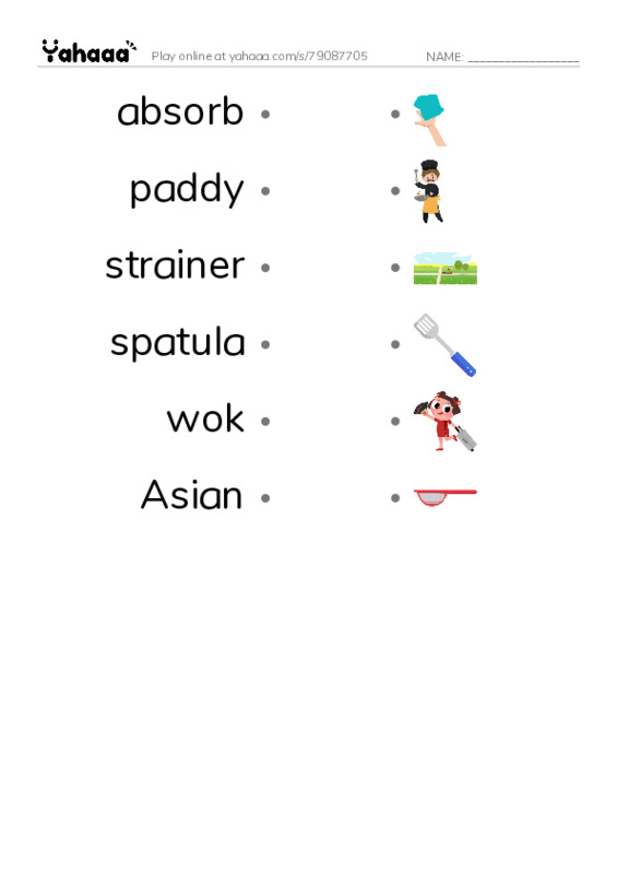 RAZ Vocabulary N: Making Rice PDF link match words worksheet