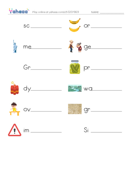 RAZ Vocabulary N: Mount Rushmore PDF worksheet writing row