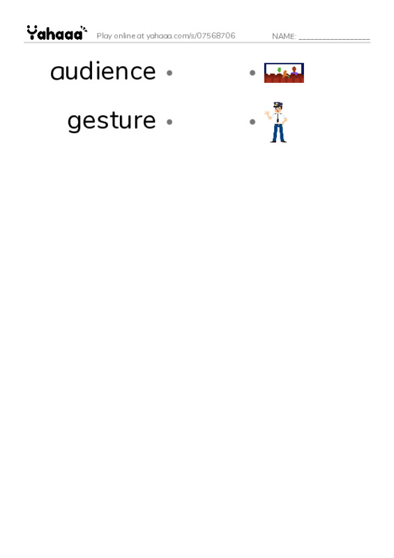 RAZ Vocabulary N: Puppets PDF link match words worksheet