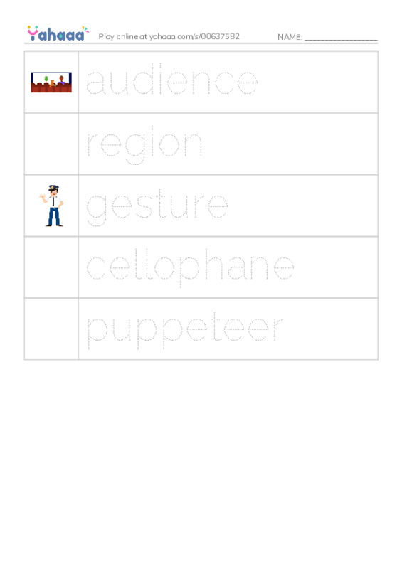 RAZ Vocabulary N: Puppets PDF one column image words